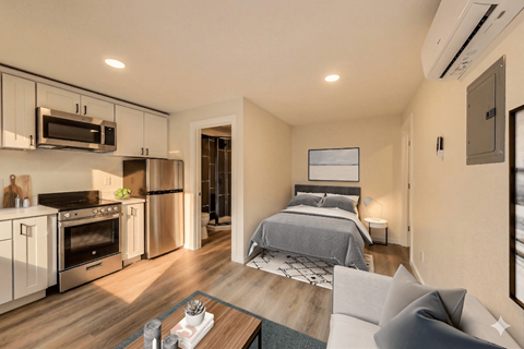 Floor plan for studio, 1 bath, 275 sqft